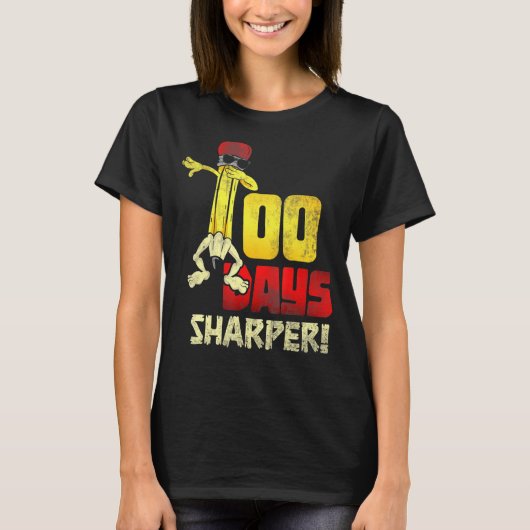 100日シャープダブ鉛筆学生子供100日 Tシャツ (正面)