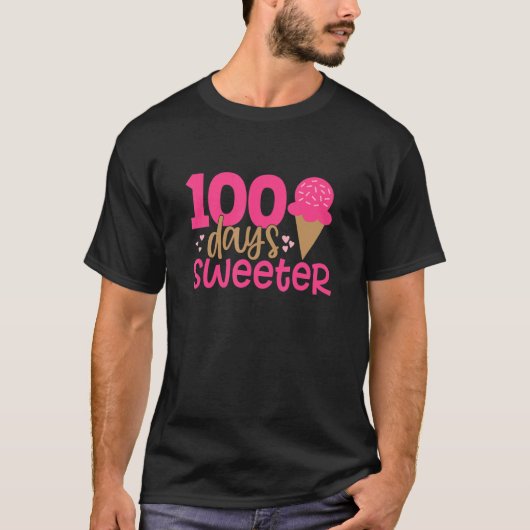 100日スイーターハッピー100th Day of School Pinky I Tシャツ (正面)