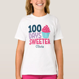 100日スウィーター かわいいカップケーキパーソナライズされた Tシャツ