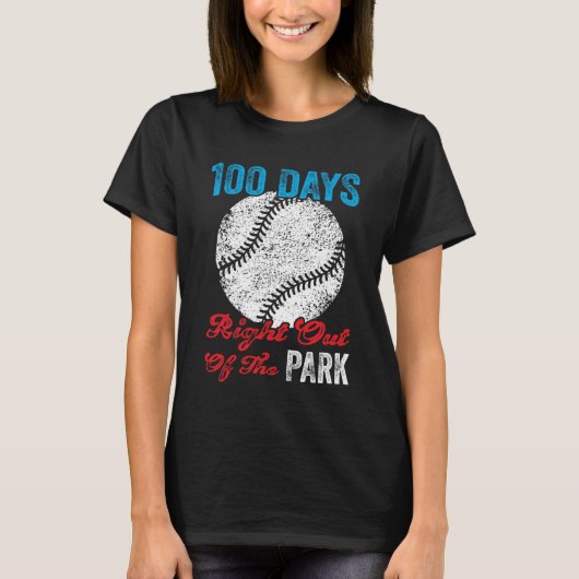 100日ズオブスクールベースボールボーイおもしろいお祝いSt Tシャツ (正面)
