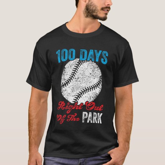 100日ズオブスクールベースボールボーイおもしろいお祝いSt Tシャツ (正面)
