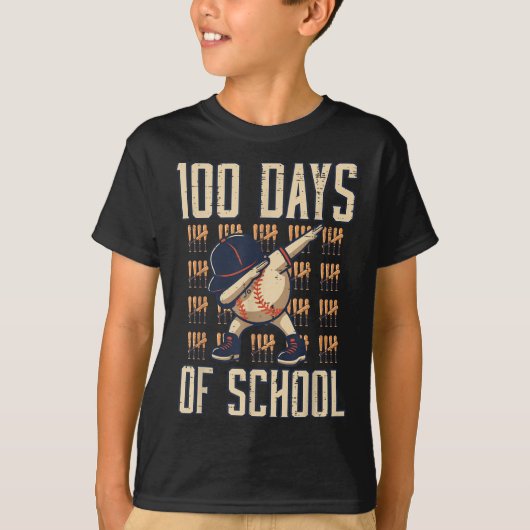 100日ズオブスクール野球Dab 100th Day Boys Tシャツ (正面)