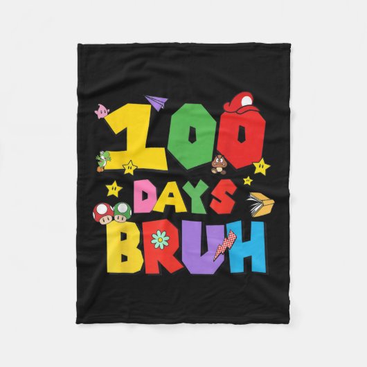 100日ブおもしろいル100日目子供へ フリースブランケット (正面)