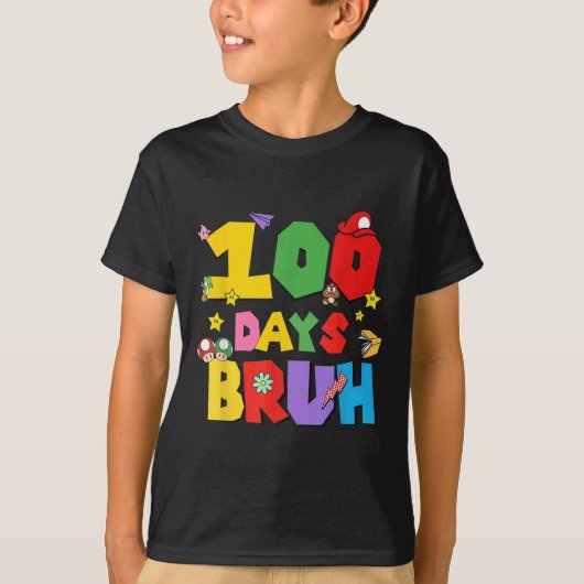 100日ブおもしろいル100日目子供へ Tシャツ (正面)