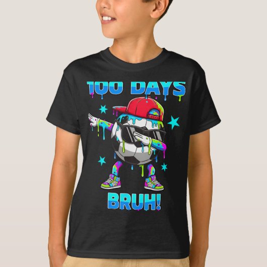 100日ブリュフ男子少年サッカーDabbing100日目 Tシャツ (正面)