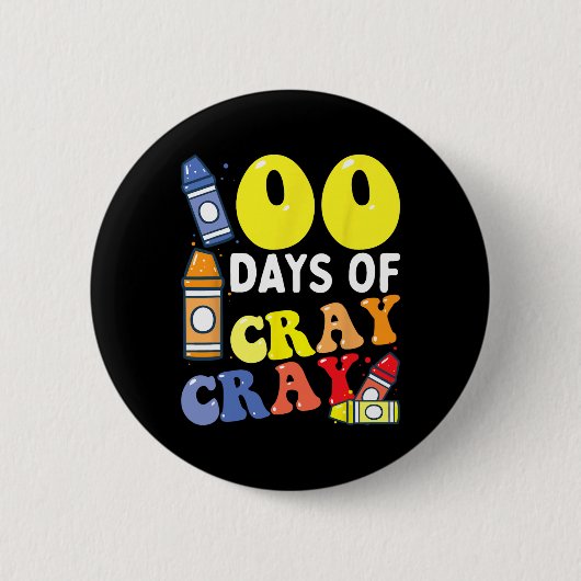 100日レイCray 100th Day Of School Boys Girls 缶バッジ (正面)