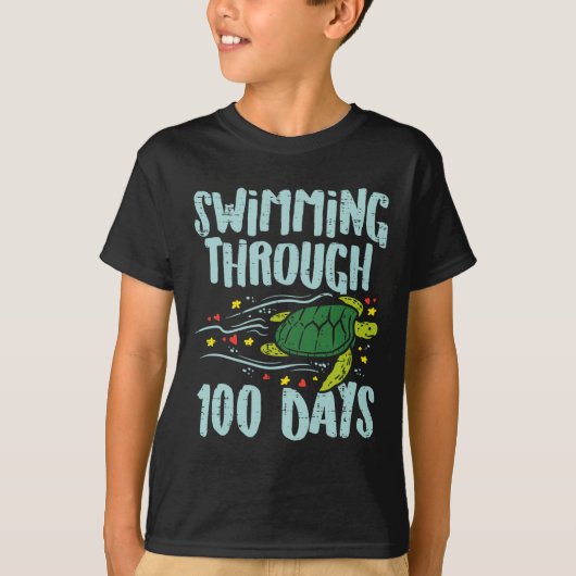 100日亀100日学校キッズギフト Tシャツ (正面)