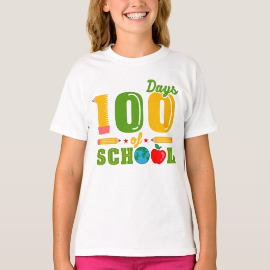 100日入学記念の女の子のTシャツ Tシャツ (正面)