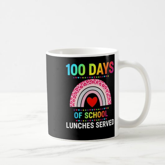 100日分の学校給食を虹色に盛り付けた給食のおばさん コーヒーマグカップ (右)