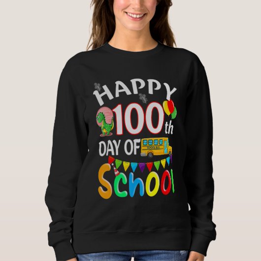 100日前の幸せな100日おもしろい日学校Gif スウェットシャツ (正面)