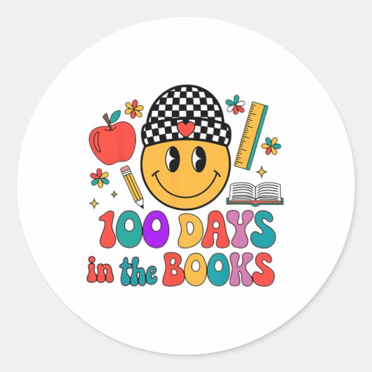 100日図書内スマイル100日目 ラウンドシール (正面)