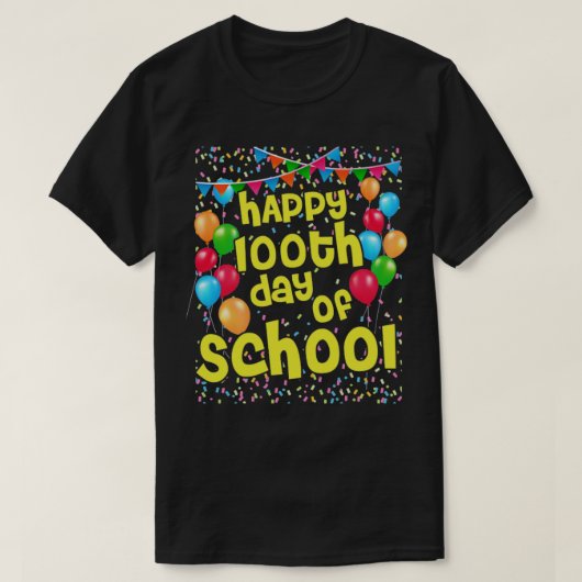 100日学校の幸せな100日100の日お祝い Tシャツ (デザイン正面)