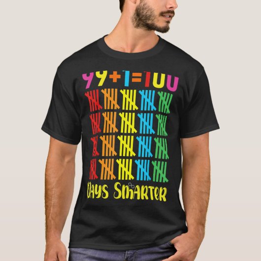 100日学校の幸せな100日100日頭が切れる先生 Tシャツ (正面)
