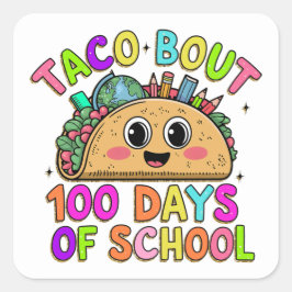 100日学校ステッカー スクエアシール