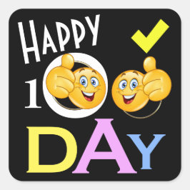 100日学校ステッカー スクエアシール