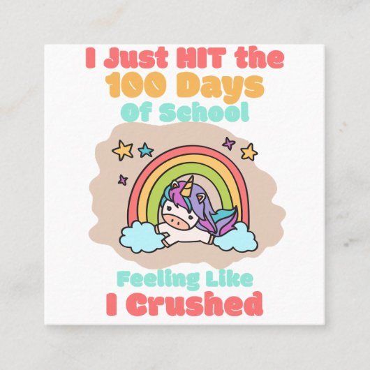 100日学校、私は100日を打ち、粉砕した スクエア名刺 (正面)