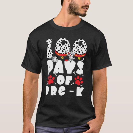 100日学童保育 ダルメシアン 犬 子供 100日目 Tシャツ (正面)