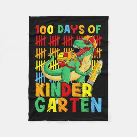100日幼稚園の恐竜100日目 フリースブランケット (正面)