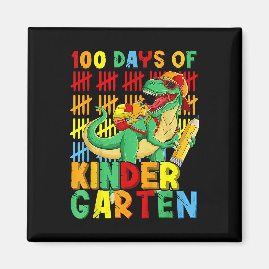 100日幼稚園の恐竜100日目 マグネット (正面)