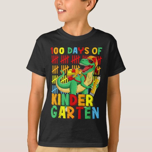 100日幼稚園の恐竜100日目 Tシャツ (正面)
