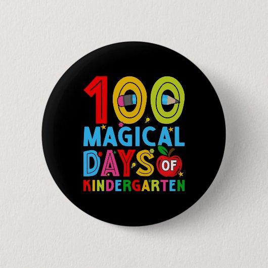100日幼稚園ハッピースクール100日目 缶バッジ (正面)