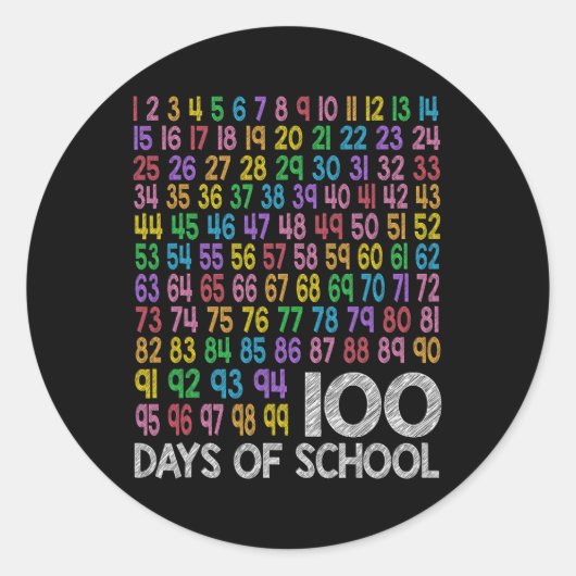 100日数学ナンバーズ100th Day Of School先生 ラウンドシール (正面)