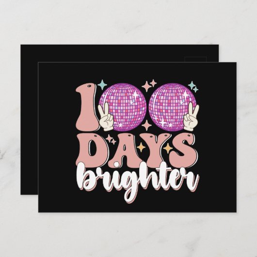 100日明るいディスコボール学校の100日目 ポストカード (正面/裏面)