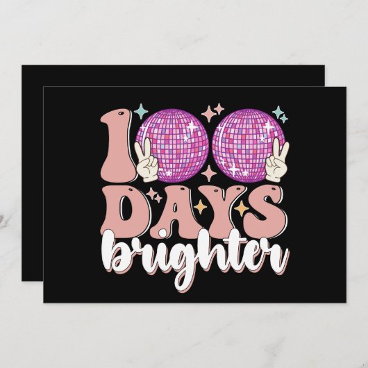 100日明るいディスコボール学校の100日目 招待状 (正面/裏面)