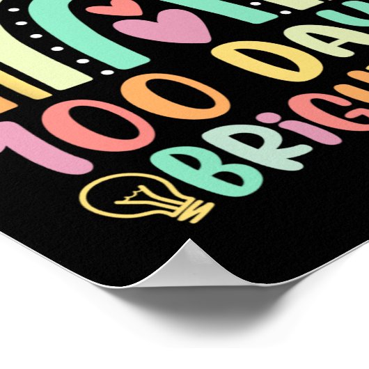 100日明るいレインボーハッピー100th Day of Schooo ポスター (角)