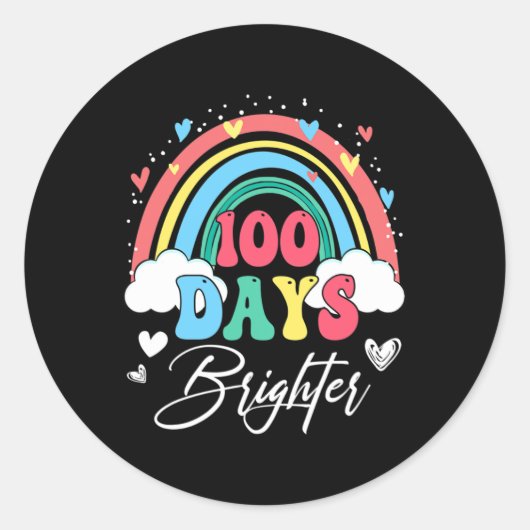 100日明るいレインボー先生学生100th Da ラウンドシール (正面)
