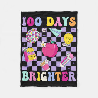 100日明るいレトロディスコ100日目 フリースブランケット
