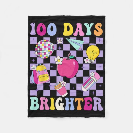 100日明るいレトロディスコ100日目 フリースブランケット (正面)