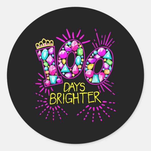 100日明るい先生女の子100日の学校 ラウンドシール (正面)