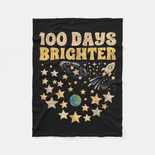 100日明るい子供100日学校の星 フリースブランケット (正面)