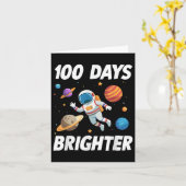 100日明るい宇宙宇宙飛行士100日目 カード (黄色い花)
