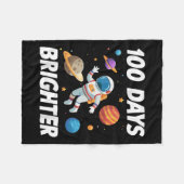 100日明るい宇宙宇宙飛行士100日目 フリースブランケット (正面(横))