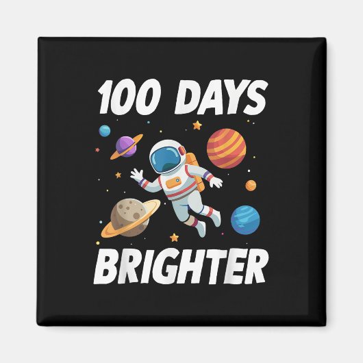 100日明るい宇宙宇宙飛行士100日目 マグネット (正面)