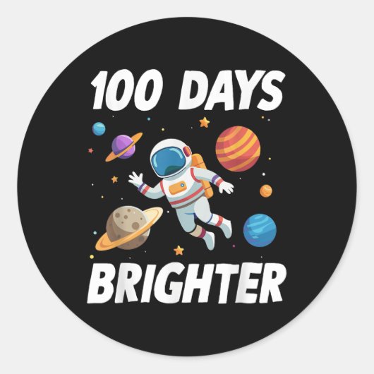 100日明るい宇宙宇宙飛行士100日目 ラウンドシール (正面)