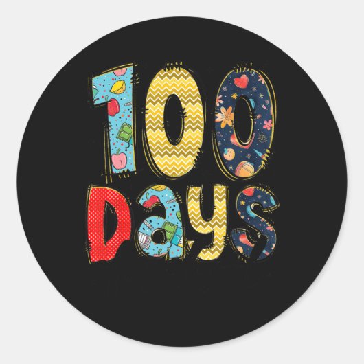 100日明るい幸せな100日の学校のティーシュ ラウンドシール (正面)