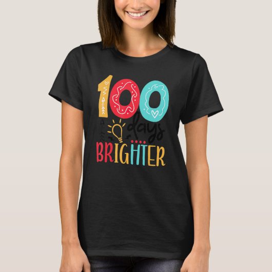 100日明るい幸せな100日の学校先生 Tシャツ (正面)
