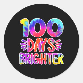 100日明るい絞り染めおもしろい100日の学校 ラウンドシール