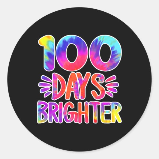 100日明るい絞り染めおもしろい100日の学校 ラウンドシール (正面)