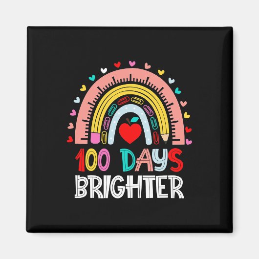 100日明るい虹100th Day of School Teac マグネット (正面)