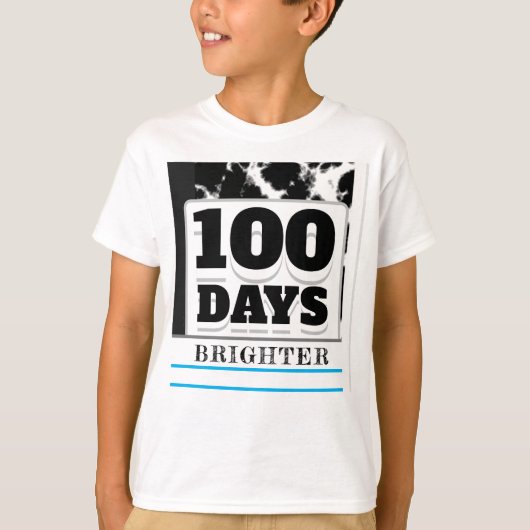 100日明るい100日学校白黒 Tシャツ (正面)