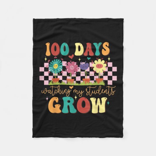 100日栽培Boho花先生100日目 フリースブランケット (正面)