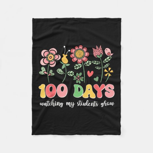100日栽培Boho花先生100日目 フリースブランケット (正面)