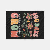 100日栽培Boho花先生100日目 フリースブランケット (正面(横))