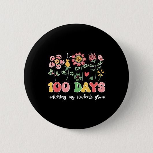 100日栽培Boho花先生100日目 缶バッジ (正面)