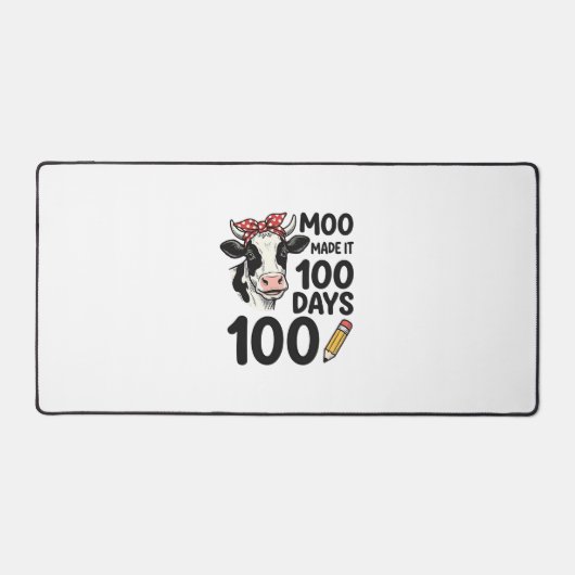 100日牛Tシャツ ビンテージ風 彫刻 スクールデザイン デスクマット (正面)