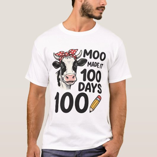 100日牛Tシャツ ビンテージ風 彫刻 スクールデザイン Tシャツ (正面)